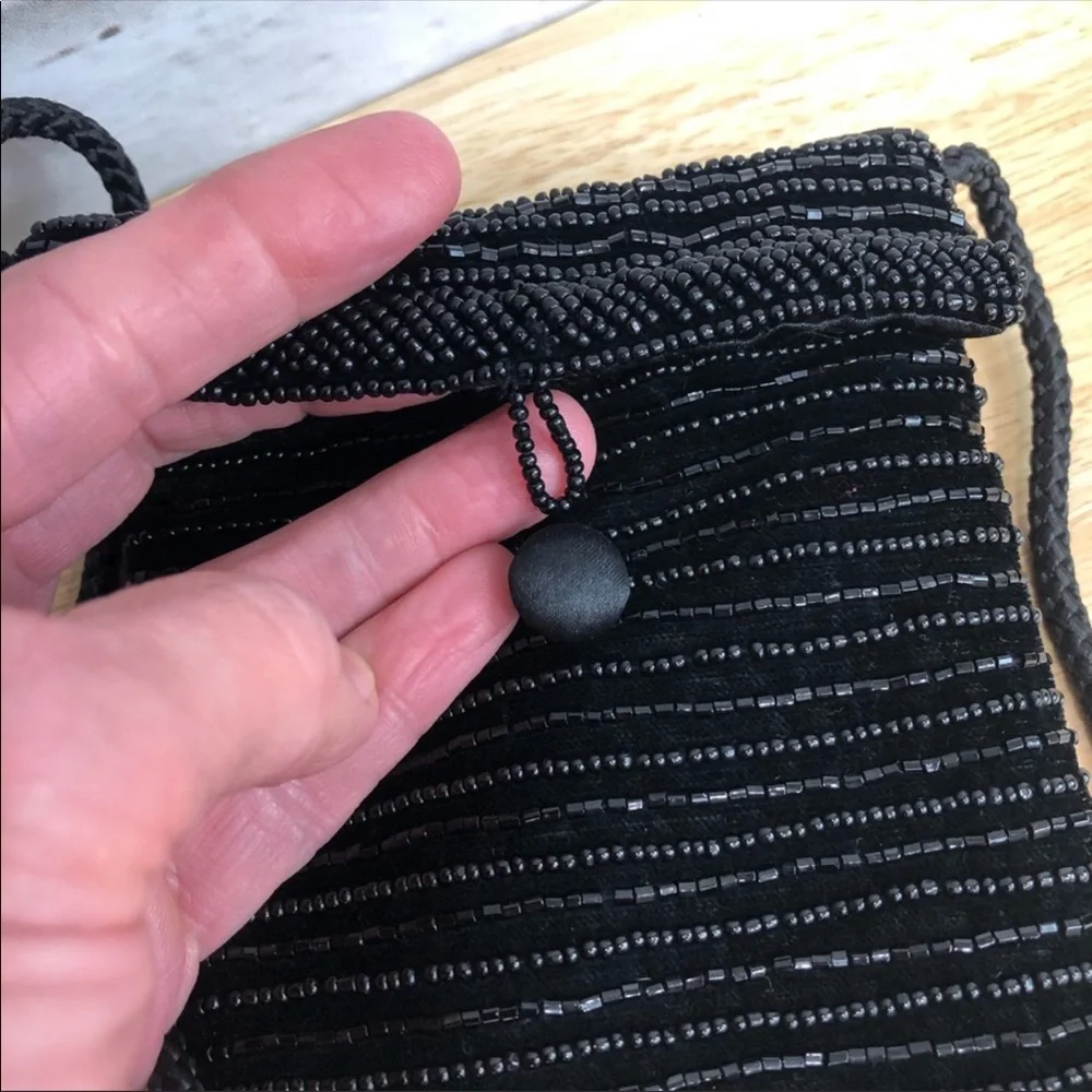 Beaded velveteen crossbody mini pouch bag